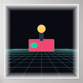 Neon Arcade Joystick - Retro Gaming Wall Art