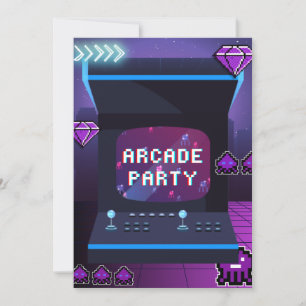 Neon Arcade Party Retro 80s Video Games Birthday Invitation