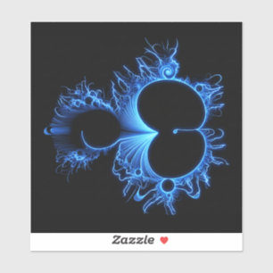 Neon Arctic Blue Mandebrot - Black Background Sticker