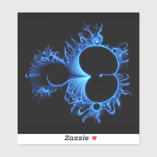 Neon Arctic Blue Mandebrot - Black Background Sticker (Sheet)