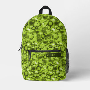 Neon & Army Green Shibori Pattern Cool Teens Printed Backpack