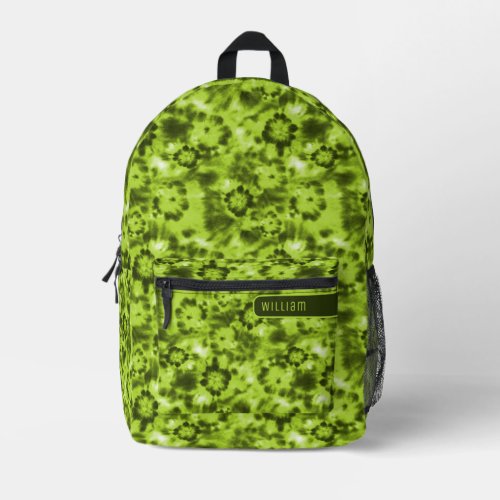 Neon  Army Green Shibori Pattern Cool Teens Printed Backpack