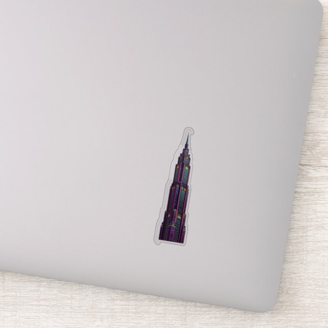 Neon Art Deco Skyscraper Sticker (Detail)