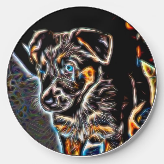 Neon Art German Shepherd Puppy Wireless Charger (Front)