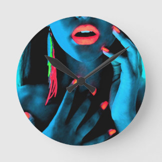 Neon art round clock
