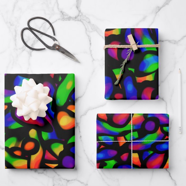 Neon Art Wrapping Paper Sheets (Front)