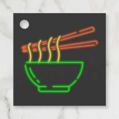 Neon Asian Noodle Bowl  Favor Tags