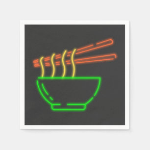 Neon Asian Noodle Bowl Napkins