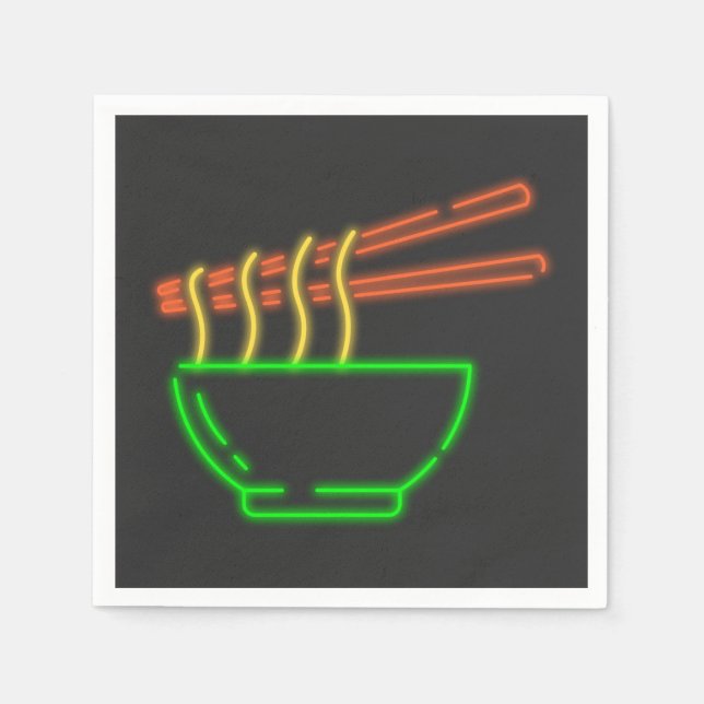 Neon Asian Noodle Bowl  Napkins (Front)