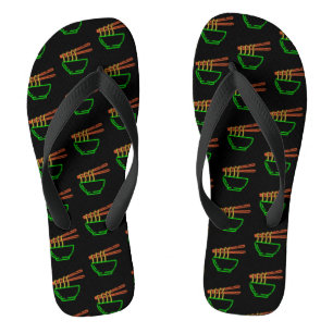 Neon Asian Noodle Bowl Pattern  Flip Flops