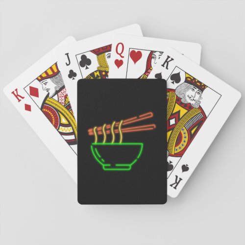 Neon Asian Noodle Bowl   Poker Cards