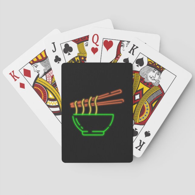 Neon Asian Noodle Bowl   Poker Cards (Back)