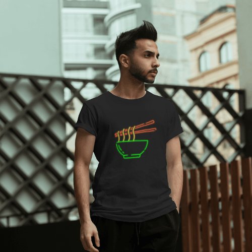 Neon Asian Noodle Bowl   T_Shirt