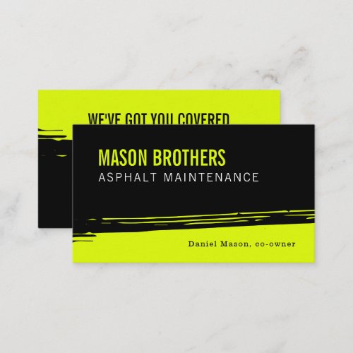 Neon Asphalt Paving Sealing Blacktop Business Card