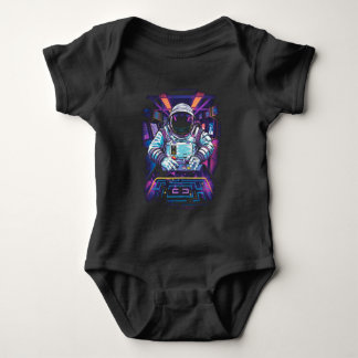 Neon Astronaut Cosmic Space Exploration Graphic Baby Bodysuit