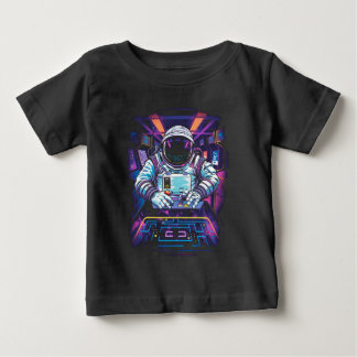 Neon Astronaut Cosmic Space Exploration Graphic Baby T-Shirt