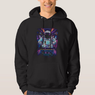 Neon Astronaut Cosmic Space Exploration Graphic Hoodie
