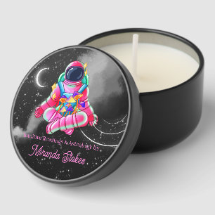 Neon Astronaut Outer Space Pink Black Tarot Mini Candle Favors