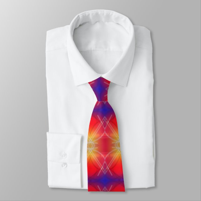 Neon Attractions Layered Abstract Design  Neck Tie (Tied)