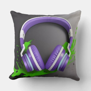 🎧 Neon Audio Vibe Music Accent 🎧 Throw Pillow