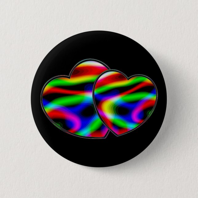 Neon Aurora Hearts Button (Front)