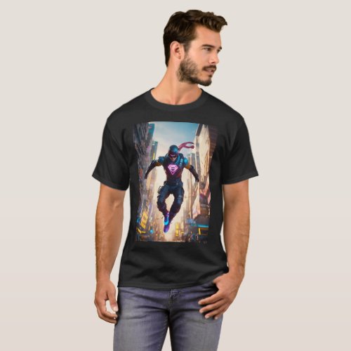 Neon Avenger Cyberpunk Soar _ 4K Digital Print T_Shirt