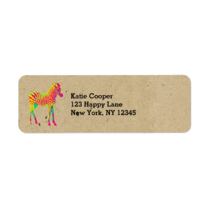 Neon Baby Zebra Psychedelic Pink Yellow & Green Label