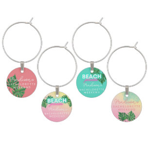 Neon Bachelorette Party Beach Please Tropical Wine Charm