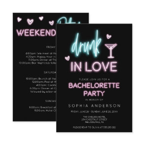 Neon Bachelorette Party Invitation Itinerary