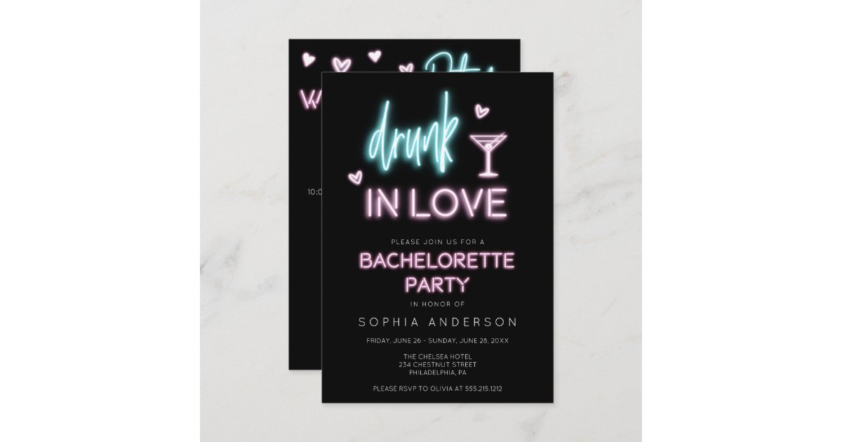 Neon Bachelorette Party Invitation Itinerary Zazzle