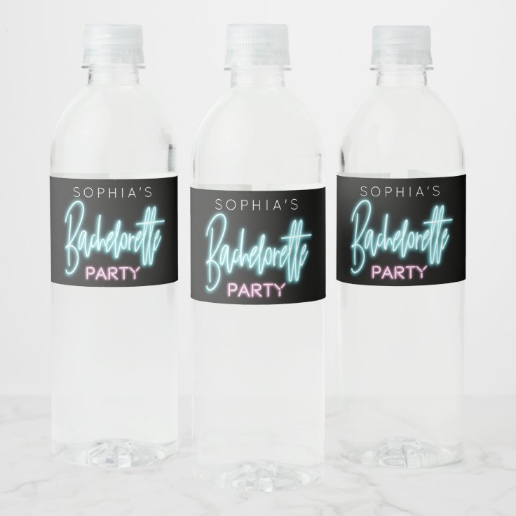 Neon Bachelorette Water Bottle Labels | Zazzle Neon Bachelorette Water Bottle Labels | Zazzle