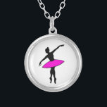 Neon Ballerina Pink Tutu Ballet Dance Necklace<br><div class="desc">Necklace features an original dance-themed illustration of a silhouetted ballerina with a colorful neon tutu. A unique gift for your favorite dancer or dance teacher.</div>