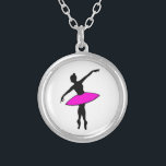 Neon Ballerina Pink Tutu Ballet Dance Necklace<br><div class="desc">Necklace features an original dance-themed illustration of a silhouetted ballerina with a colorful neon tutu. A unique gift for your favorite dancer or dance teacher.</div>