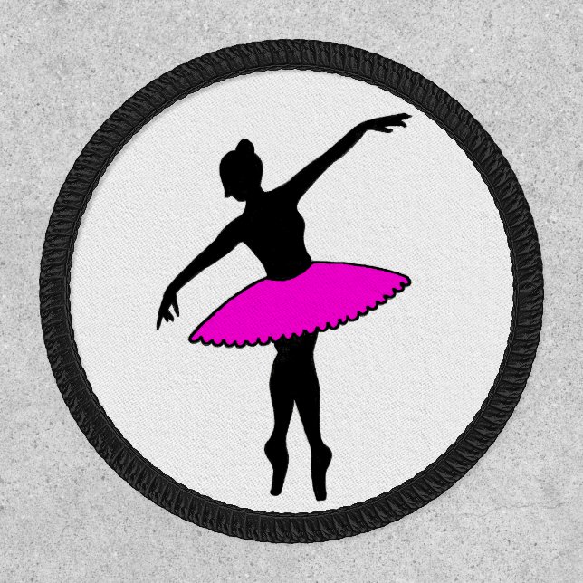 Neon Ballerina Pink Tutu Ballet Dance Teacher Patch (Front)