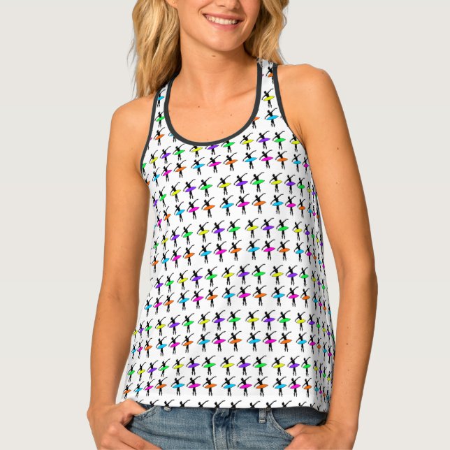 Neon Ballerina Tutus Ballet Dance Studio Teacher Tank Top (Front)