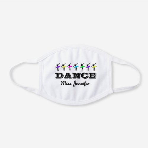 Neon Ballerina Tutus Ballet Dance Studio Teacher White Cotton Face Mask