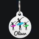Neon Ballerinas Ballet Dance Teacher Pointe Tutu Pet Tag<br><div class="desc">Pet tag design features an original illustration of a row of silhouetted ballet dancers in neon dance costume tutus. Just personalize with the name of your dog or cat. Lots of coordinating pet products are also available from this shop! Don't see exactly what you're looking for? Contact Rebecca to have...</div>