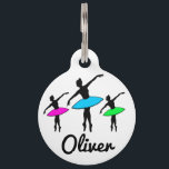 Neon Ballerinas Ballet Dance Teacher Pointe Tutu Pet Tag<br><div class="desc">Pet tag design features an original illustration of a row of silhouetted ballet dancers in neon dance costume tutus. Just personalize with the name of your dog or cat. Lots of coordinating pet products are also available from this shop! Don't see exactly what you're looking for? Contact Rebecca to have...</div>