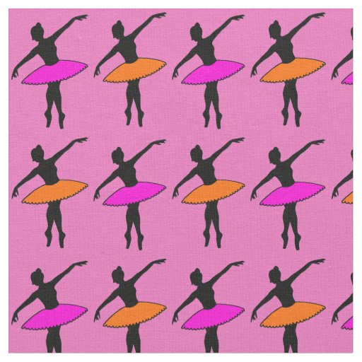 Neon Ballerinas Pink Orange Pointe Ballet Dance Fabric