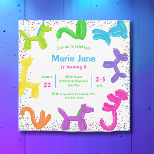 Neon balloons, animals balloons Invitation