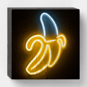 NEON BANANA ART Wood Box Sign