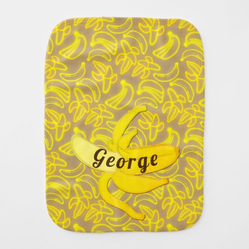 Neon Bananas yellow and tan  Baby Burp Cloth