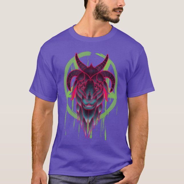 Neon Baphomet funny T-Shirt (Front)