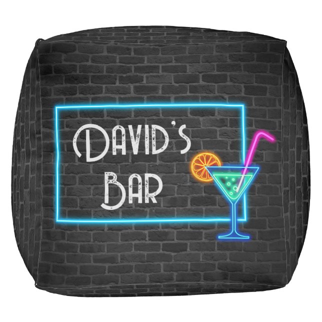 Neon Bar Sign On Brick Pouf (Top)