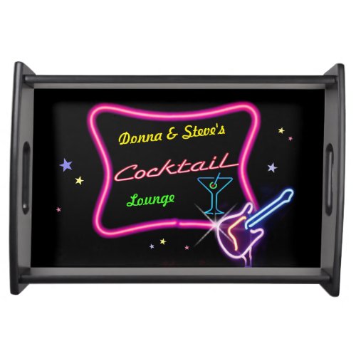 Neon Bar Sign wout your Names Serving Tray