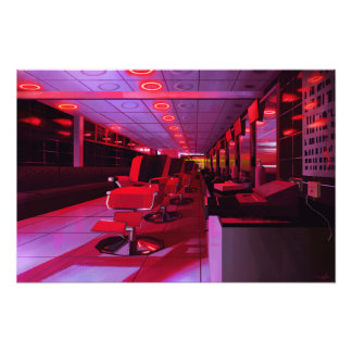 Neon barbershop digital painting print