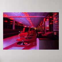 Neon barbershop digital painting print