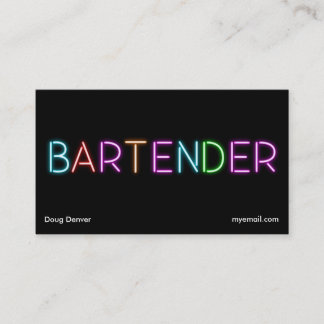 Neon bartender business cards