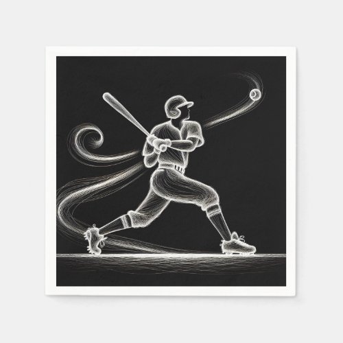 Neon Baseball Player Swinging A Bat Napkins