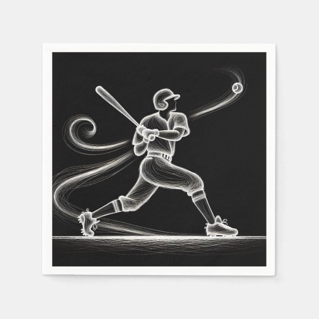 Neon Baseball Player Swinging A Bat Napkins (Front)